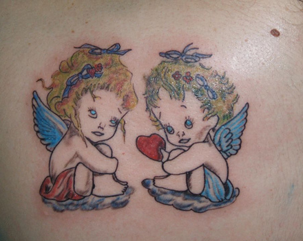 Cute Angel Tattoos. Draw Angels Tattoo. Vector Tatoo. Praying Angel.