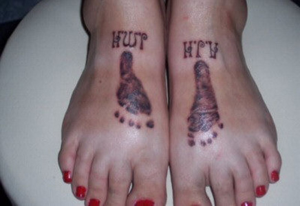 baby footprint tattoos. Popular foot tattoos include