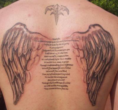 poetry tattoos. ANGEL WINGED CROSS TATTOO
