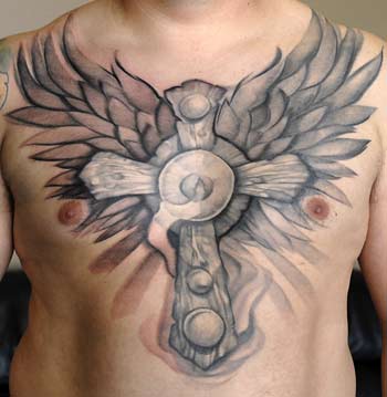 angel winged cross tattoos