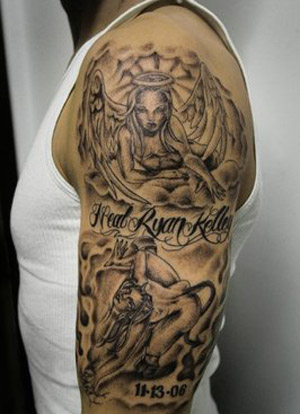 angel devil tattoo photos submitted to RankMyTattooscom See more