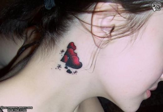 The first tattoo is funny but completely cheap, it reads “Shhh…