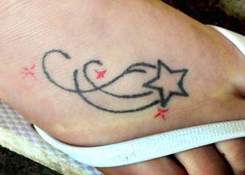 triple star foot tattoos. triple star foot tattoos